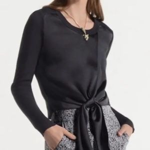 Cabi Crosstie Pullover Black Wrap Tie Front Ribbed Knit Sweater #4288 Size S